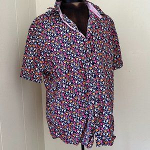 Johnston & Murphy Button Down Colorful Flamingo Print Shirt, Size XL